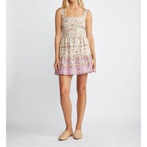 SELF CONTRAST Jennifer Floral Tiered Mini Dress Cottagecore Prairie Coquette S